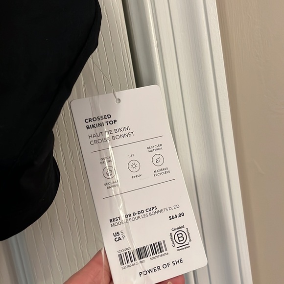 NWT Athleta crossed bikini top black size small best for D/DD cups - Picture 2 of 6